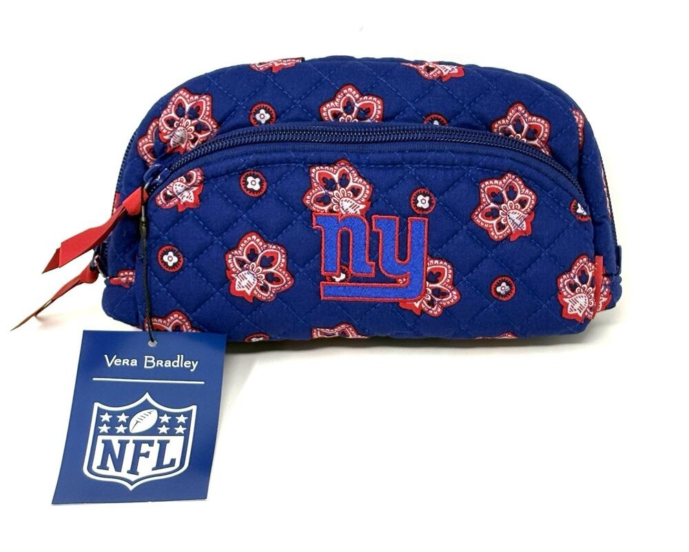 Vera Bradley NFL New York NY Giants Makeup Medium Cosmetic Bag Pouch NWT